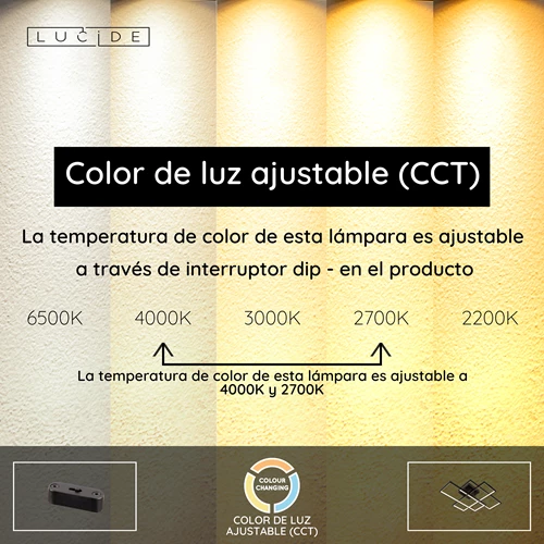 Lucide LOKERO - Lámpara de techo - LED Regul. - CCT - 1x60W 2700K/4000K - Negro - USP